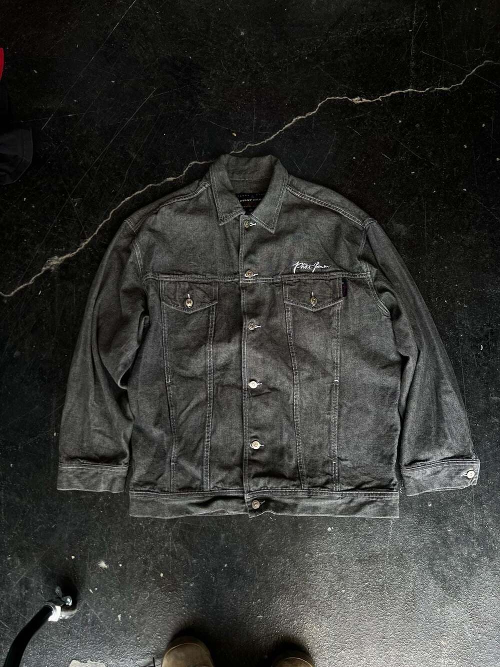 Vintage Phat Farm Black Denim Jacket Size XXL
